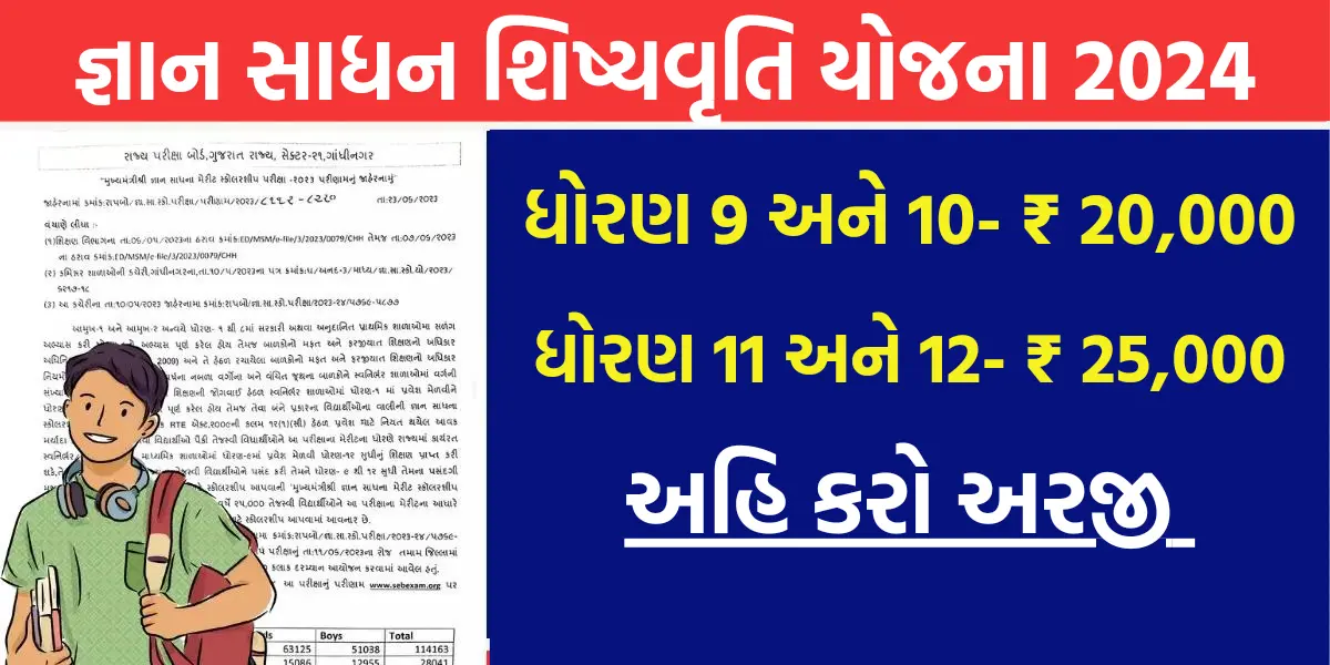 Gyan Sadhna scholarship Yojana 2024: જ્ઞાન સાધન શિષ્યવૃતિ યોજના,અભ્યાસ માટે મળશે રૂપિયા 45,000 શિષ્યવૃતિ,અહી કરો અરજી