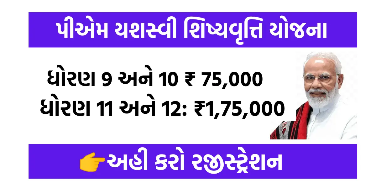 PM Yashasvi Scholarship Yojana Apply Online:ધોરણ 9 અને 10 માં રૂ.75,000 તેમજ 11 અને 12 માં રૂ,1,75,000 ,અહી કરો રજીસ્ટ્રેશન