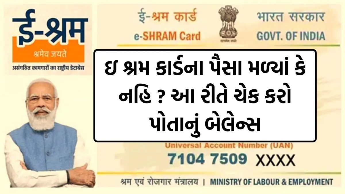 e Shram Card Balance Check 2024: ઇ શ્રમ કાર્ડના પૈસા મળ્યાં કે નહિ ? આ રીતે ચેક કરો પોતાનું બેલેન્સ