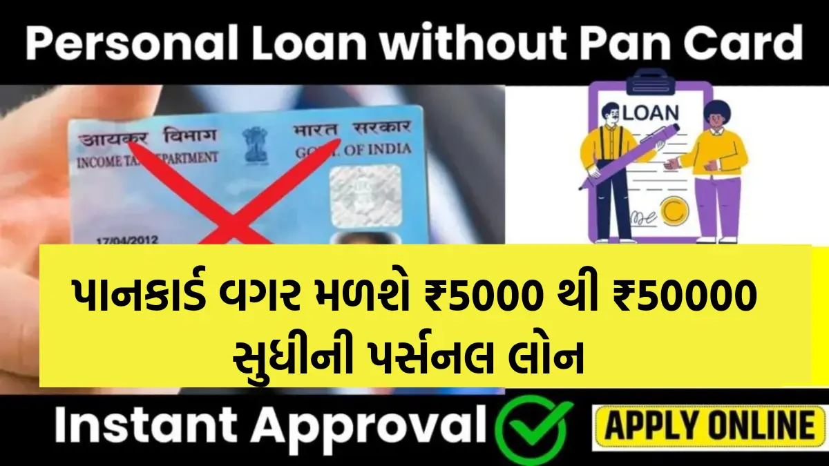 Personal Loan Without PAN Card 2024 : પાનકાર્ડ વગર મળશે ₹5000 થી ₹50000 સુધીની પર્સનલ લોન , અહી કરો અરજી