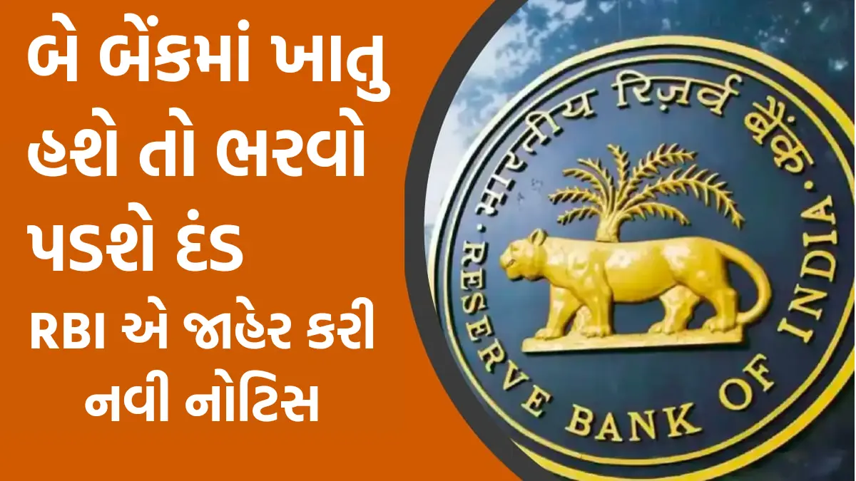 RBI Banking Rule: બે બેંકમાં ખાતુ હશે તો ભરવો પડશે દંડ,RBI એ જાહેર કરી નવી નોટિસ