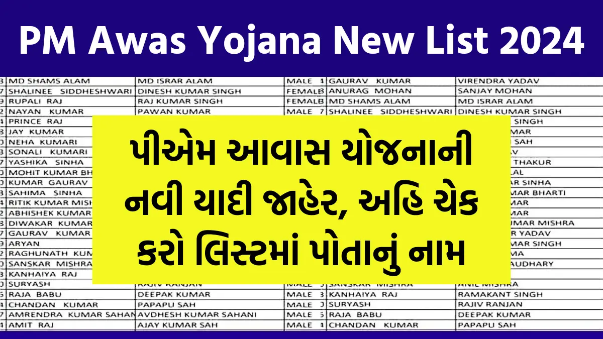 PM Awas Yojana New List 2024 : પીએમ આવાસ યોજનાની નવી યાદી જાહેર, અહિ ચેક કરો લિસ્ટમાં પોતાનું નામ